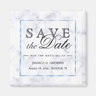 Romantische blaue Marmor-Hochzeit Magnet