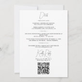 Romantische Blaue Navy Floral All in 1 QR Code Hoc Einladung (Rückseite)