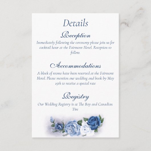 Romantische blaue Regency-schwule botanische Silho Begleitkarte (Vorderseite)