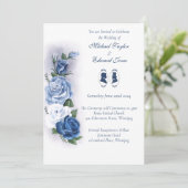 Romantische blaue Regency-schwule botanische Silho Einladung (Stehend Vorderseite)