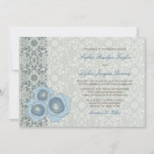 Romantische Blaue Rose Damask Highlights Hochzeit Einladung (Vorderseite)