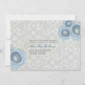 Romantische Blaue Rose Damask Highlights Hochzeit Einladung (Rückseite)