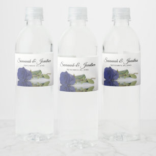 Romantische Blaue Rose Hochzeit Wasserflaschenetikett