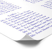 Romantische blaue Rose Hochzeitstabelle Poster (Ecke)