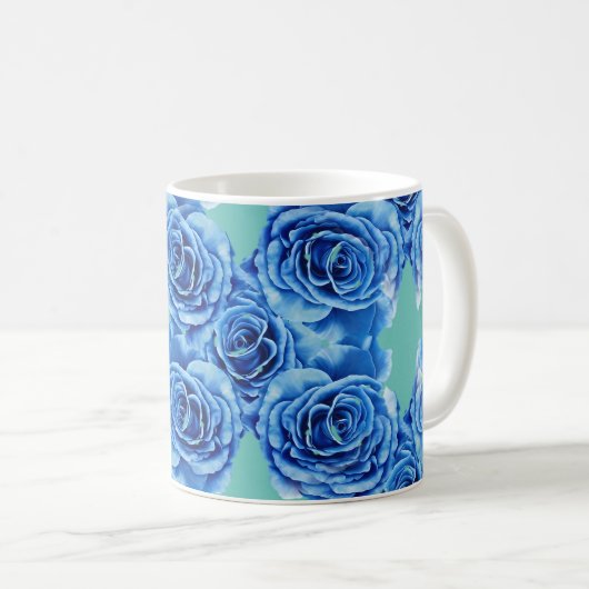 Romantische blaue Rose Kaffeetasse (VorderseiteRechts)