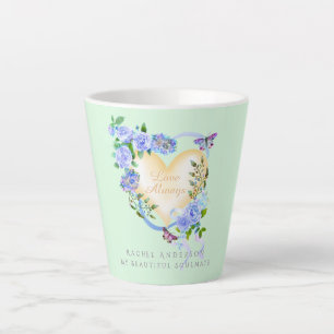 Romantische blaue Rose Liebe immer grün Latte Tass Milchtasse