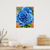 Romantische blaue Rose Poster (Küche)