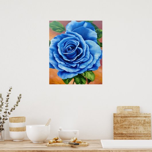 Romantische blaue Rose Poster (Küche)