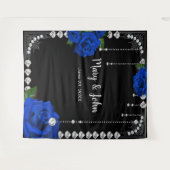 Romantische blaue Rose und Diamanten Foto Hintergr Wandteppich (Vorderseite (Horizontal))