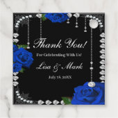 Romantische blaue Rose und Diamanten Geschenkanhänger (Rückseite)