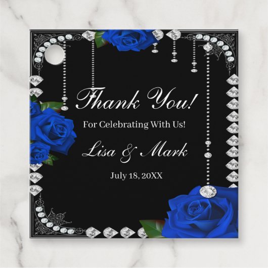 Romantische blaue Rose und Diamanten Geschenkanhänger (Vorderseite)