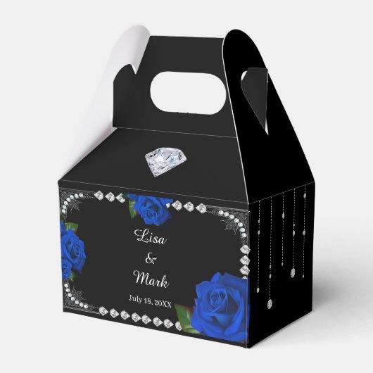 Romantische blaue Rose und Diamanten Geschenkschachtel (Vorderseite)