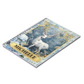 Romantische Blaue Rose und Hirschfantasie Notizblock (Linke Seite)