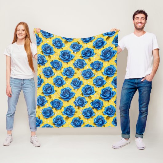 Romantische Blaue Rosen Moderne Blume Fleecedecke (Beispiel)