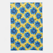 Romantische Blaue Rosen Moderne Blume Geschirrtuch (Vertikal)