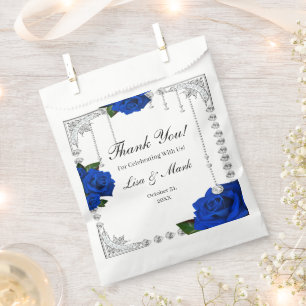 Romantische Blaue Rosen Und Diamanten Geschenktütchen