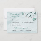 Romantische blaue Schmetterlinge Antwortkarte rsvp (Vorderseite)