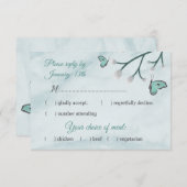 Romantische blaue Schmetterlinge Antwortkarte rsvp (Vorne/Hinten)