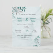 Romantische blaue Schmetterlingskarte Blätter Blüh Einladung (Stehend Vorderseite)