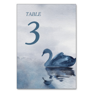Romantische Blaue Schwan Hochzeit Tischnummer