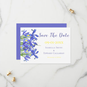 Romantische blaue Schwertlilien-Blumen-Aquarell-Ho Save The Date
