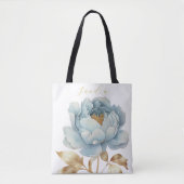 Romantische blaue und goldene Blume Tasche (Vorderseite)