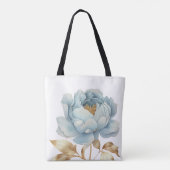 Romantische blaue und goldene Blume Tasche (Rückseite)
