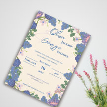 Romantische blaue und violette Blumen Hochzeit im 