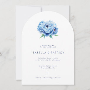 Romantische Blaue Wasserfarben-Pfingstrosen Einladung