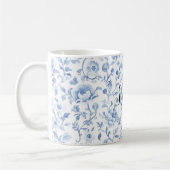 Romantische blaue weiße Blumen-Brautparty Kaffeetasse (Links)
