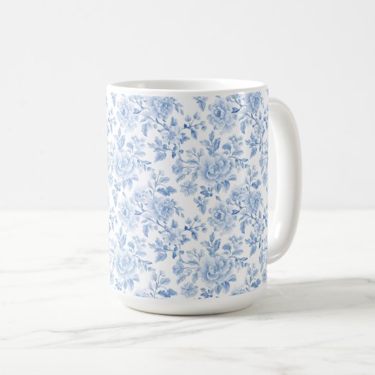 Romantische blaue weiße Blumen Kaffeetasse (VorderseiteRechts)