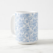 Romantische blaue weiße Blumen Kaffeetasse (Vorderseite Links)