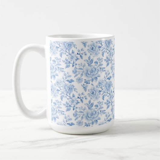 Romantische blaue weiße Blumen Kaffeetasse (Links)
