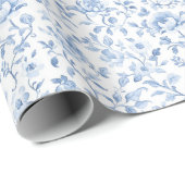 Romantische blaue weiße florale Bridal Shower Geschenkpapier (Rolleneckpunkt)