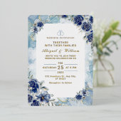 Romantische Blauer Blume Einladung zur Hochzeitsfe (Stehend vorne)
