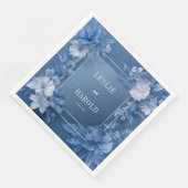 Romantische blauer Garten Blüten Hochzeiten Napkin Serviette (Ecke)