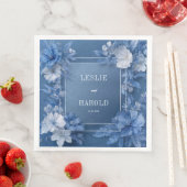 Romantische blauer Garten Blüten Hochzeiten Napkin Serviette (Beispiel)
