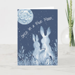 Romantische Blaumoon Rabbit Bunny Anniversary Cust Feiertagskarte