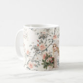 Romantische Blondhaar-Dame Pfirsichrosen Floral Kaffeetasse (Vorderseite Links)