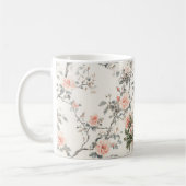 Romantische Blondhaar-Dame Pfirsichrosen Floral Kaffeetasse (Links)