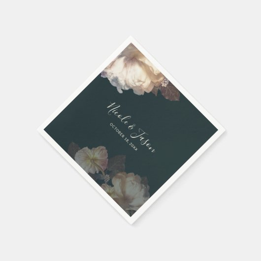 Romantische Blooms Elegante Blumenhochzeit Serviette (Ecke)