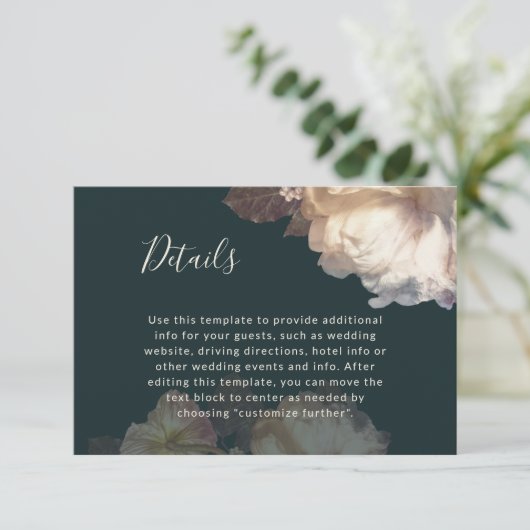 Romantische Blooms Elegante Blumenzettel Begleitkarte (Stehend Vorderseite)