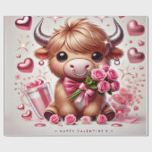 Romantische Blooms Hochland Kuh Valentine Geschenkpapier (Flach)