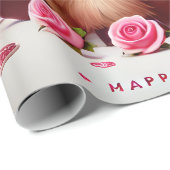 Romantische Blooms Hochland Kuh Valentine Geschenkpapier (Rolleneckpunkt)