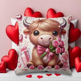 Romantische Blooms Hochland Kuh Valentine Kissen