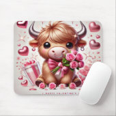 Romantische Blooms Hochland Kuh Valentine Mousepad (Mit Mouse)