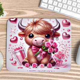 Romantische Blooms Hochland Kuh Valentine Mousepad