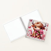 Romantische Blooms Hochland Kuh Valentine Notizblock (Innenseite)