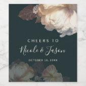 Romantische Blooms Luxuriöse Blumenhochzeit Weinetikett (Einzelnes Label)