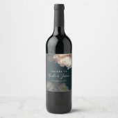 Romantische Blooms Luxuriöse Blumenhochzeit Weinetikett (Vorderseite)